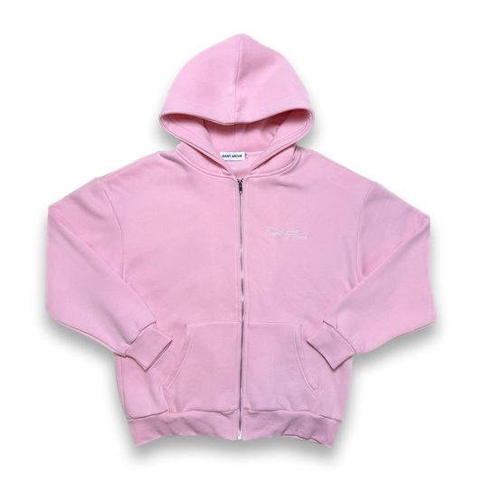 "Signature" Zip-Up Hoodie - Pink